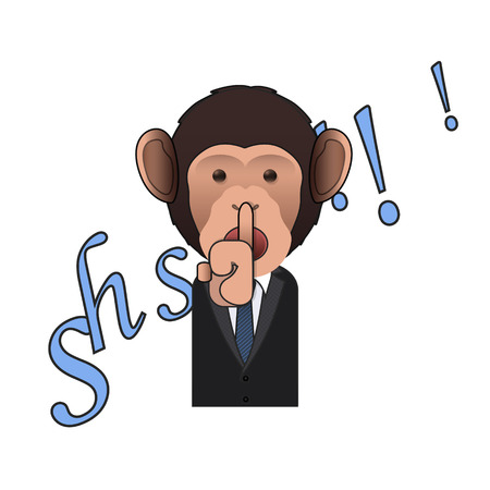 Business monkey making silence gesture over white background. Vector design Business monkey making silence gesture over white background. Vector design のイラスト素材