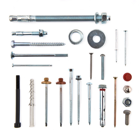 Group of screws isolated on white background 