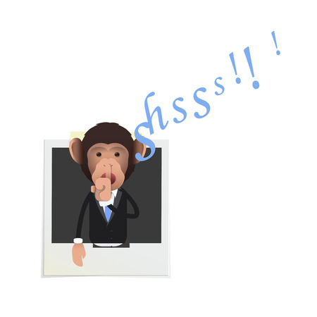 Business monkey inside a photo over white background. Vector design のイラスト素材