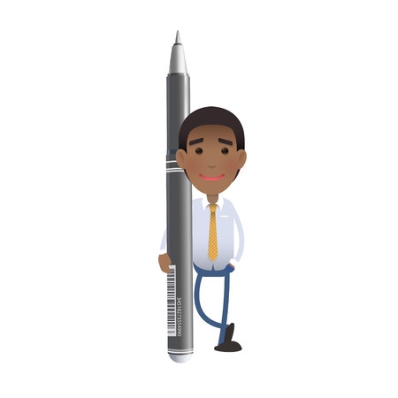 Businessman with pen over white background  のイラスト素材