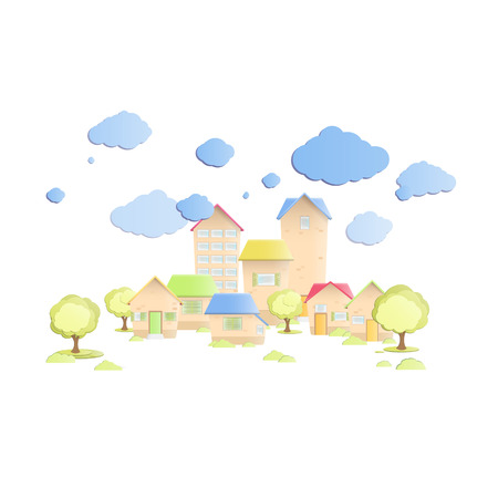 Cute traditional houses over white. Vector design のイラスト素材