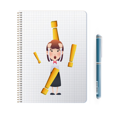 businesswoman printed on notebook over white のイラスト素材