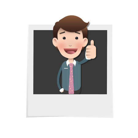 Businessman with photography over white. Vector design. のイラスト素材