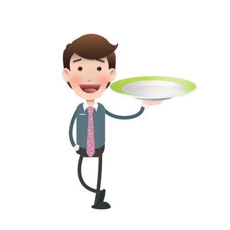 Businessman with colorful plate over white background. Vector design. のイラスト素材