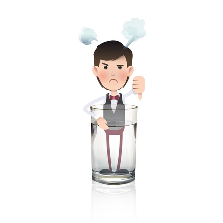 Businessman inside water glass over white background. Vector design. のイラスト素材