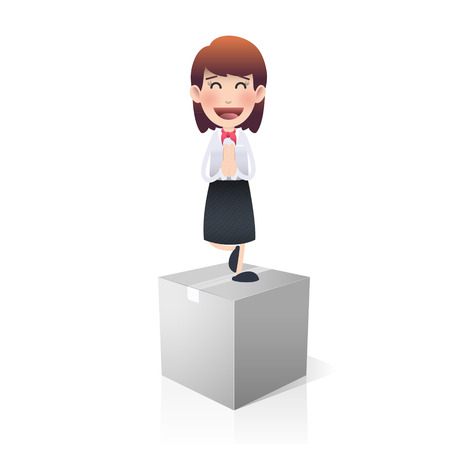 Businesswoman on a box over white background. Vector design. のイラスト素材