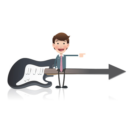 Businessman with realistic bass over white background. のイラスト素材