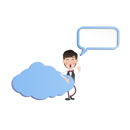 Businessman with cloud over isolated white backgroundのイラスト素材
