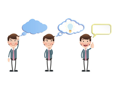 businessman with speech bubble over white backgroundのイラスト素材