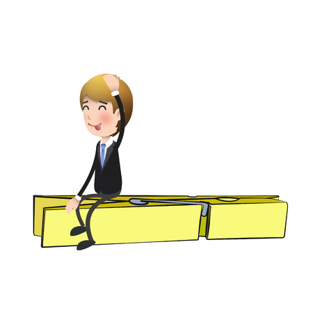 Businessman with colorful clothespin over white backgroundのイラスト素材