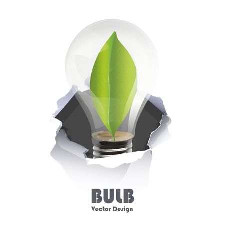 Eco Bulb inside hole paper over white backgroundのイラスト素材