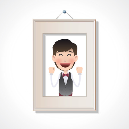 Businessman inside frame over white backgroundのイラスト素材