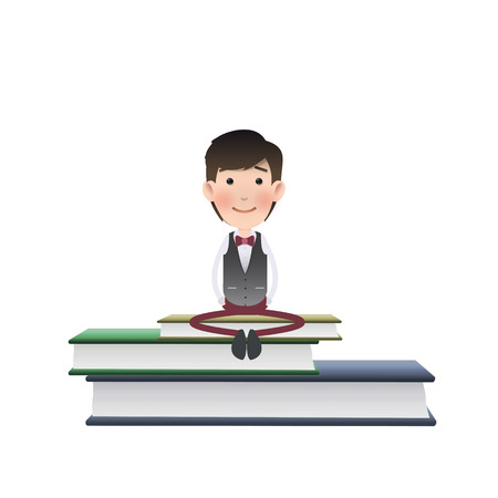 Businessman with book over white backgroundのイラスト素材