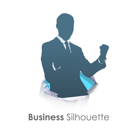 Silhouette of business man winner. Vector design. のイラスト素材
