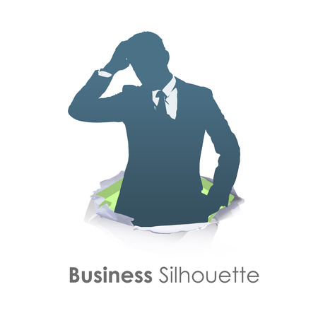 Silhouette of business man thinking isolated. Vector design. のイラスト素材
