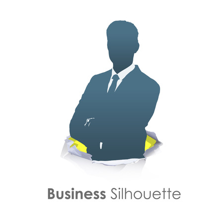Silhouette of business man with his arms crossed. Vector design. のイラスト素材