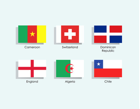 Set of flags over isolated white backgroundのイラスト素材