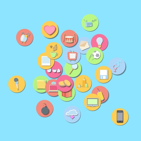 Set of colorful and simple icons. Vector design のイラスト素材