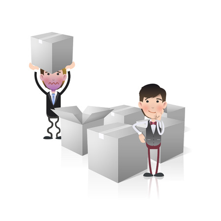 Business people with white boxes. Vector design. のイラスト素材