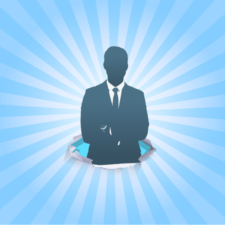 Silhouette of business man with his arms crossed. Vector design. のイラスト素材