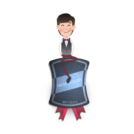 Business people with vintage labels. Vector design. のイラスト素材