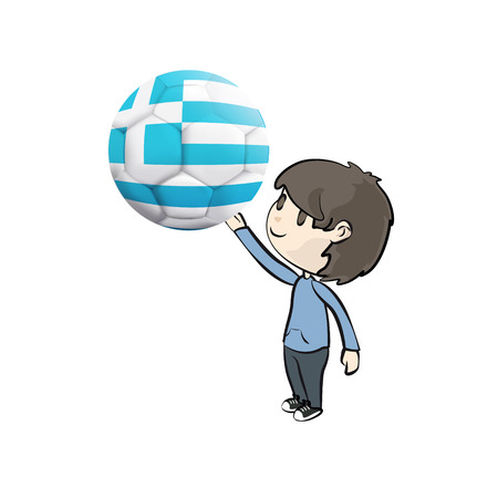 Kid with soccer ball over white background のイラスト素材