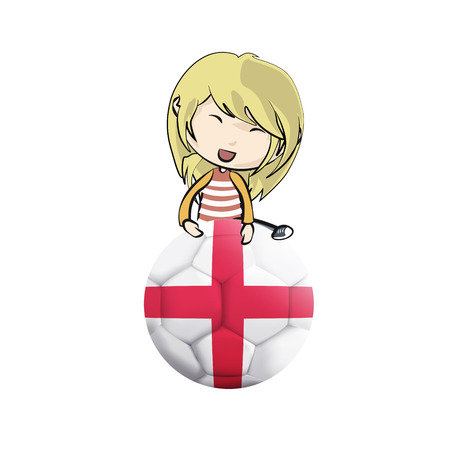 Kid with soccer ball over white background のイラスト素材