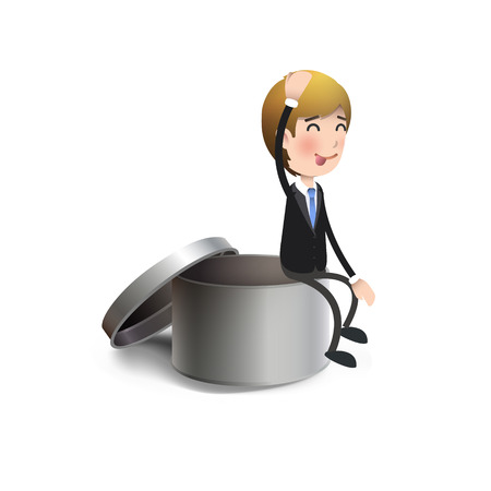 Businessman with steel box.のイラスト素材