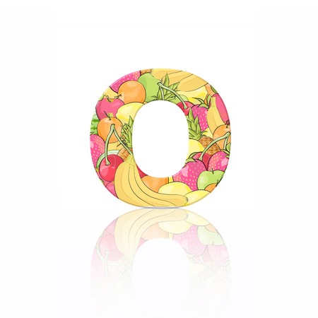 Letter O with fruit effect over white backgroundの写真素材