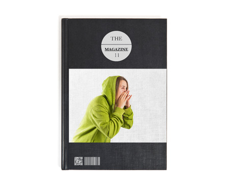 Young girl shouting printed on bookd の写真素材