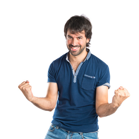 Lucky Man over isolated white backgroundの写真素材