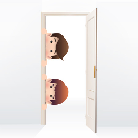 Business people inside doorのイラスト素材