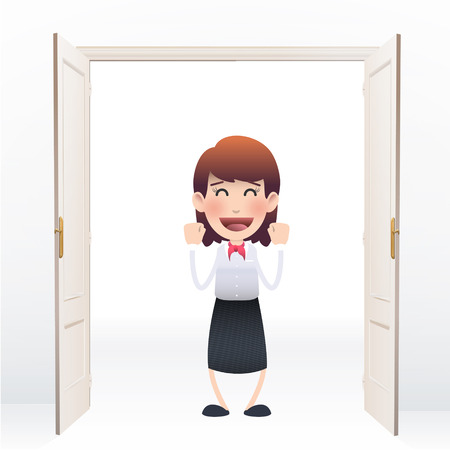 Business people inside doorのイラスト素材