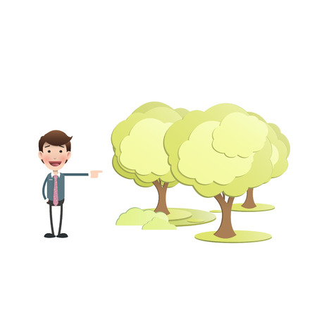 Business people with trees over whiteのイラスト素材