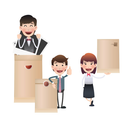 business people with envelope over white backgroundのイラスト素材
