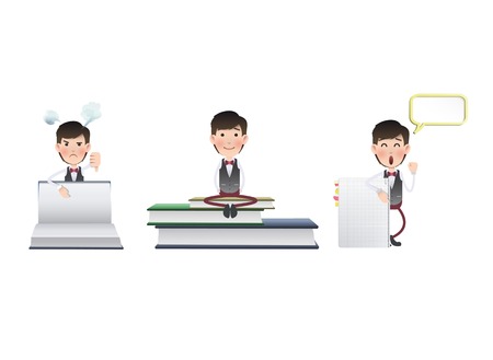 Business people with books over white backgroundのイラスト素材