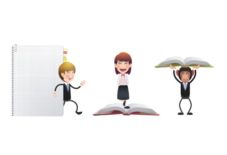 Business people with books over white backgroundのイラスト素材