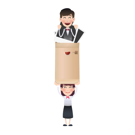 business people with envelope over white backgroundのイラスト素材