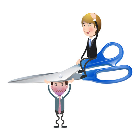Business people with scissors over white backgroundのイラスト素材