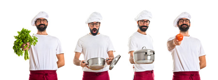 Surprisd chef looking into potの写真素材