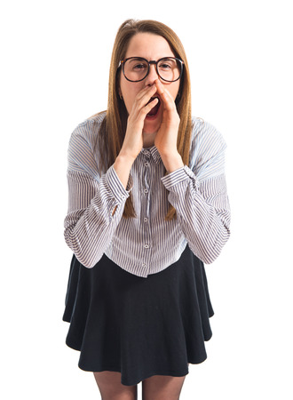 Girl shoutingの写真素材