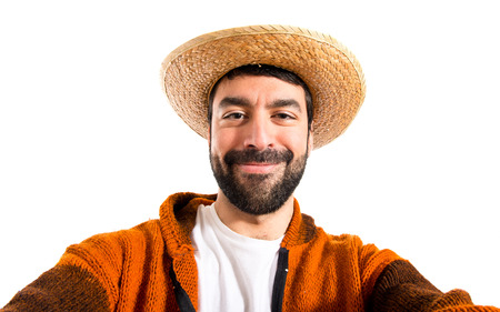 Tourist making a selfieの写真素材