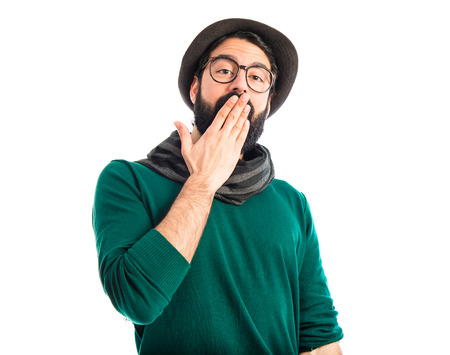 Artist doing surprise gesture