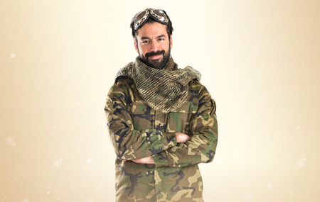 Soldier with pilot hatの写真素材