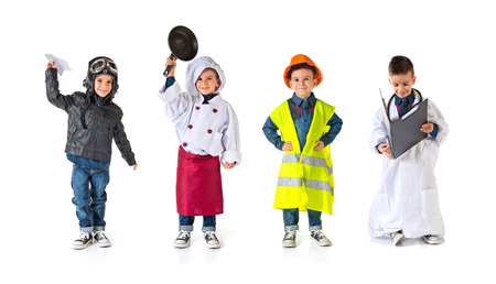 child dressed as a workmanの写真素材