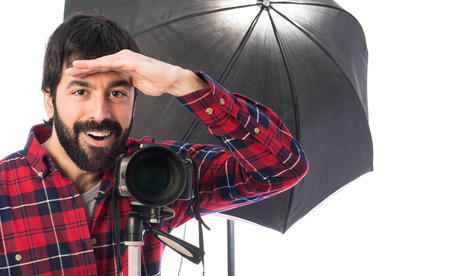 Photographer showing something