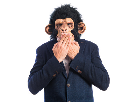 Monkey man doing surprise gestureの写真素材