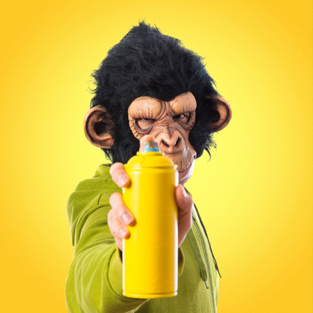 Monkey man with sprayの写真素材