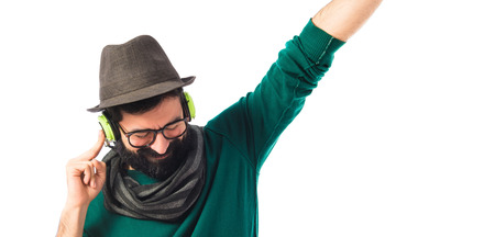 Man listening musicの写真素材