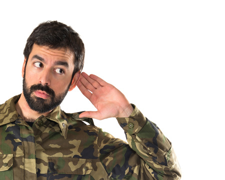 Soldier listening something